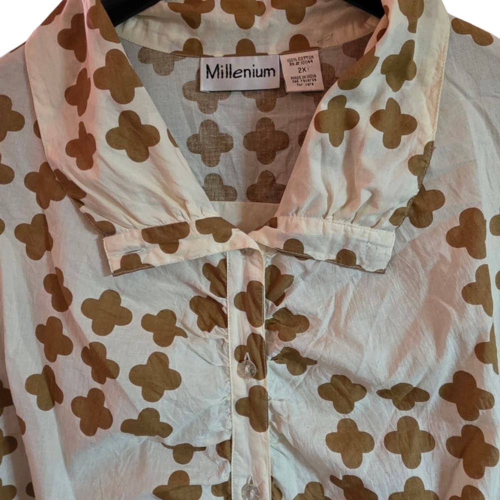 Stylish Tan Patterned Mini Dress 2x - Picture 2 of 5